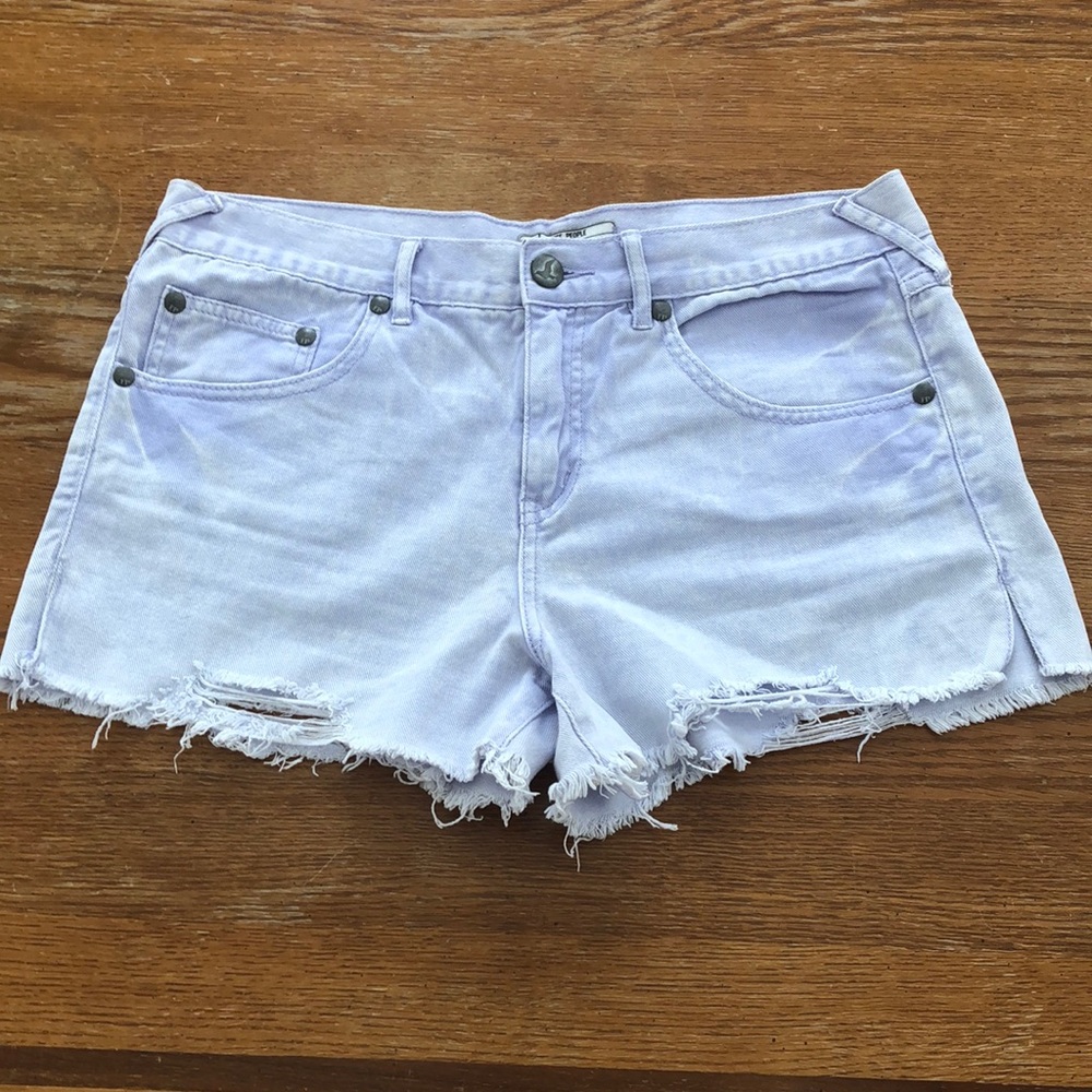Free People denim shorts.